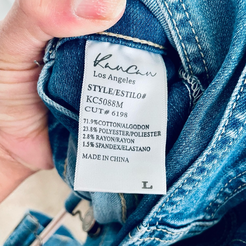 KanCan Medium Wash Blue Distressed Women's Denim Overalls - Picture 6 of 7